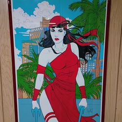 Marvel Upper Deck Custom Framed Limited Edition 24x36 Print Poster #101/250 'ELEKTRA BOOGALOO' Nei Ruffino *COA*