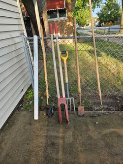 Garden Tool Lot – Fork, Shovel, Cultivator & More