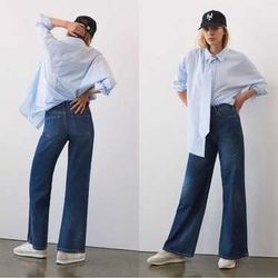 Anthropologie Pilcro The Annie high-rise wide-leg paint splatter jeans