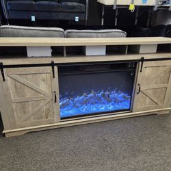 Brand New 70 Inch Tv Stand With Electric Heather & Bluetooth Speaker $599