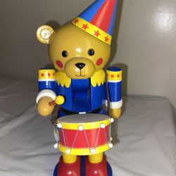 Vintage Teddy Bear Drummer Nutcracker Applause
