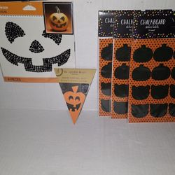 Halloween Pumpkin Bling, Chalkboard Sticker Labels, Banner Paper Pad 24 Sheets, 4 Patterns 6 of Each