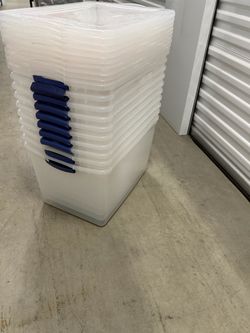 Sterilite 66Qt 62L Storage Box Plastic Bin White Clear Base (Set Of 10)