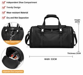 Waterproof Gym Duffel Bag with Shoe Compartment & Laptop Pocket – Large Capacity Travel Bag – $28