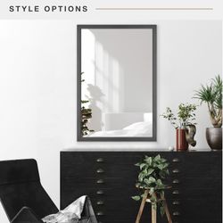 Large Rectangle 38.5"L x 26.5"W Wall Mirror, Black Beveled Frame