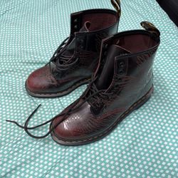 Dr.Martens 1460 Phoenix Cherry Red Arcadia Rub Off Leather Boots M10