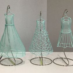 Set of 3 Sea Foam Metal Hanging or Standing Dress Forms