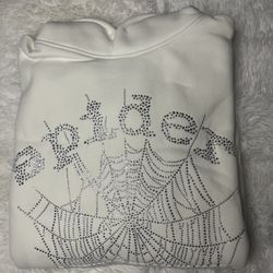 OG WHITE RHINESTONE SP5DER HOODIE MEDIUM 
