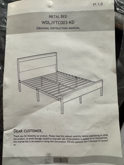Art of Living- Excellent quality- Black-Metal Bed Frame WDLJYTC003-KD Instruction Manual