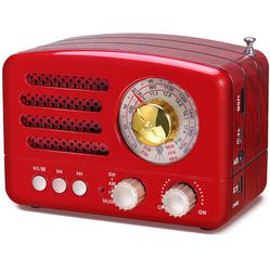 PRUNUS J-160 Small Retro Vintage Radio with Bluetooth, Portable Transistor Radio AM FM, Rechargeable Battery Operated, Support TF Card AUX USB MP3 Pla