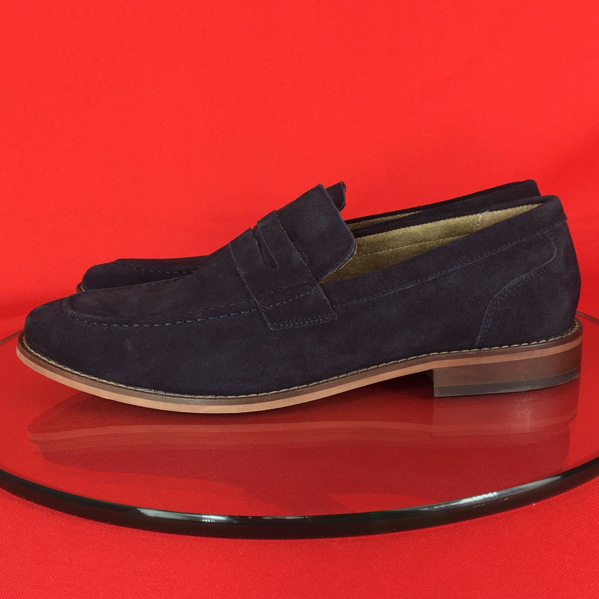 STAFFORD MENS DEAN ORTHOLITE SUEDE LOAFERS NAVY BLUE SOFT  display picture 1