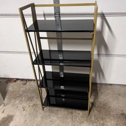Majestic Office Furniture Contemporary Bookcase in Gold Metal, Black Wood