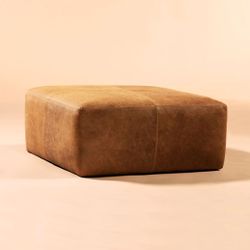Sequoia Leather Ottoman, Coffee Tanle