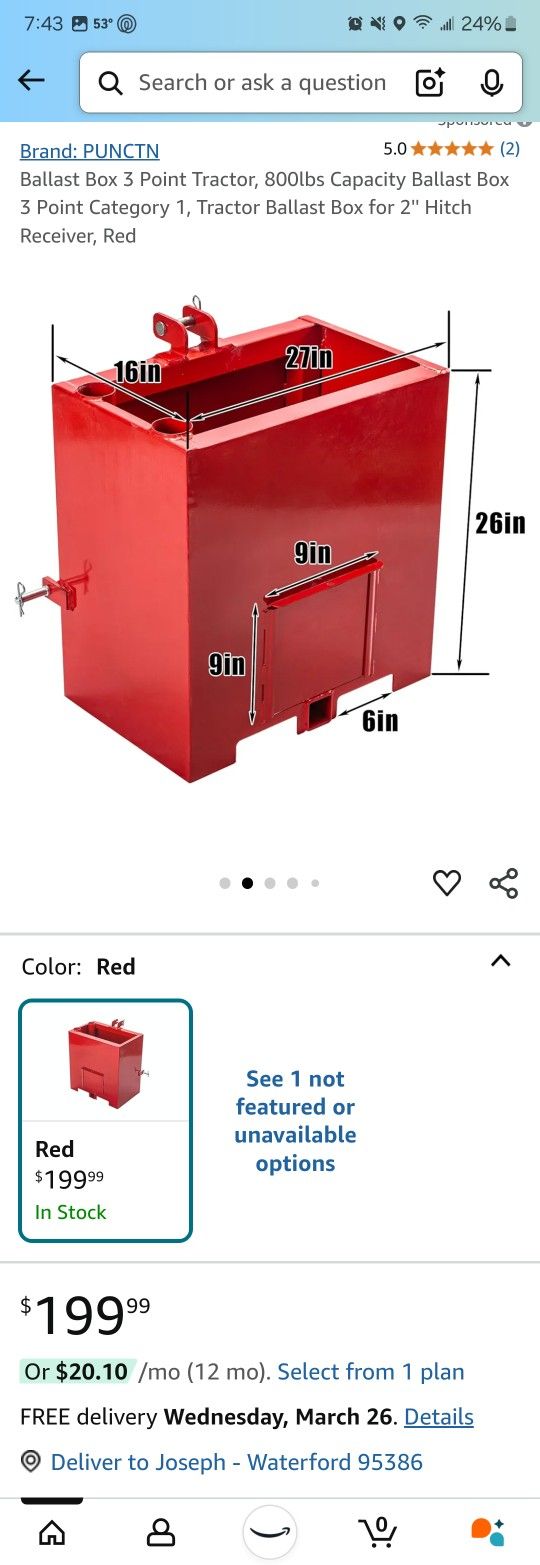 Category 1 3point Ballast Box