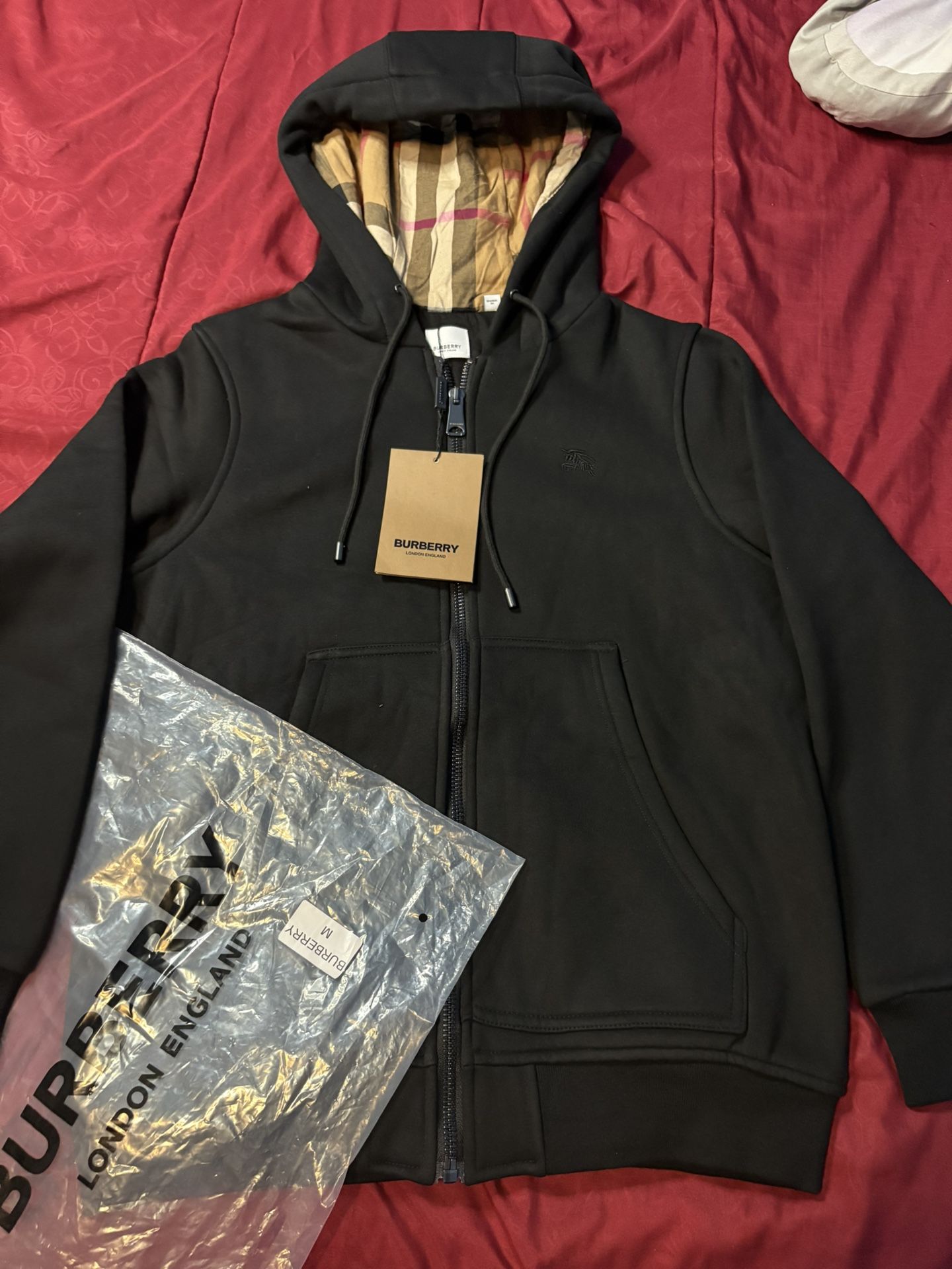 Black Burberry Zip-up Hoodie