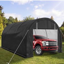 YITAHOME 10 x 16 FT Carport Canopy Heavy Duty Galvanized Frame Car Shelter Tent with Removable Sidewalls, Portable Garage Tent Boat Shelter - Gray  Br