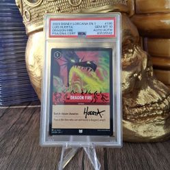 2023 DISNEY LORCANA EN 1 LUIS HUERTA SIGNED DRAGON FIRE - PSA - GEM MINT 10