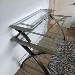 Glass / Wood 2 Tier Desk or Craft Table - Excellent Condition