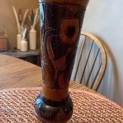 Wood Carved Decorative Vase