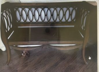 Wooden Bench With Metal Decorative Back