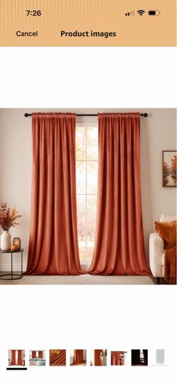 MIULEE Fall Burnt Orange Blackout Velvet Curtains 108 Inch Long 52"x108" Luxurious Bedroom Living Room Decor, Room Darkening, Thermal Insulated, Rod P