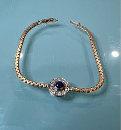 🎁 14KT Yellow Gold Linde Blue Star Sapphire & Diamond Ladies Bracelet