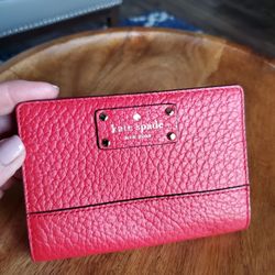 New Red Textured Leather Kate Spade Wallet