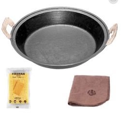 Wang Yuanji double-eared frying pan, cast iron frying pan, ancient mud film casting, cast iron frying pan, fried steak pot stickers 30CM