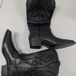 Women's Cowboy Boots Black Size 5w 6w 7w New