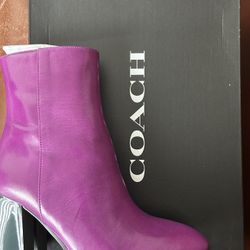 Coach Brielle leather Boots, Dark Magenta