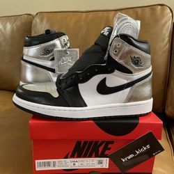 New* Nike Air JORDAN 1 Retro High OG "Silver Toe" Black White WOMENS Size 8 or Mens gs size 6.5 y US - OG All DS