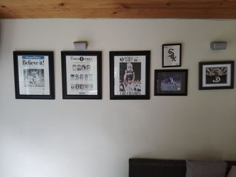 Framed White Sox memorabilia