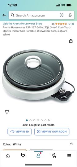 Aroma Portable Electric Indoor Grill 3 Qt