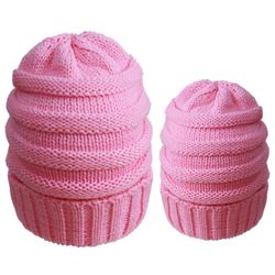 2 packs Winter Christmas Warm Cable Knitting Hats Wool Baggy Slouchy Thick Beanie Skull Cap for Women Kids
