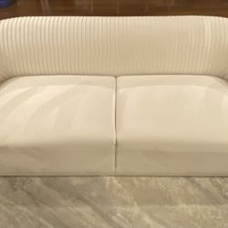 Elegant Ivory Furniture Velvet Sofa & Wingback Accent Chair