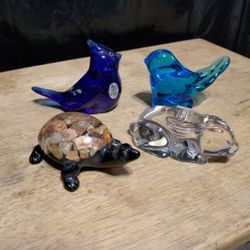 Vintage Collectable Glass Figurines Made By Fenton Art Glass For Lenox. 1990.