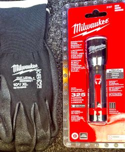 Milwaukee 325 Lumen Flashlight & Cut Level 1 Gloves XL