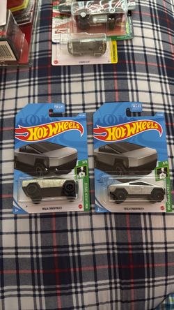 Lot of 2 2021 Hot Wheels Tesla Cybertruck #3/5 HW Green Speed 177/250 Silver