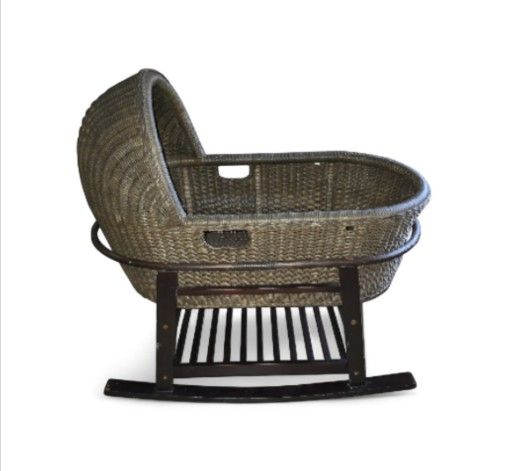 Vintage Wicker Baby Bassinet / Moses Basket Rocking Stand 36" No Mattress