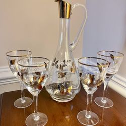 New! Vintage Crystal Wine Decanter Set