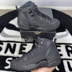 Jordan 12 Retro Winterized Triple Black (Size 6.5Y = 8 Women)