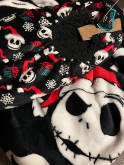 Nightmare Before Christmas Holiday Fleece Blanket and slippers