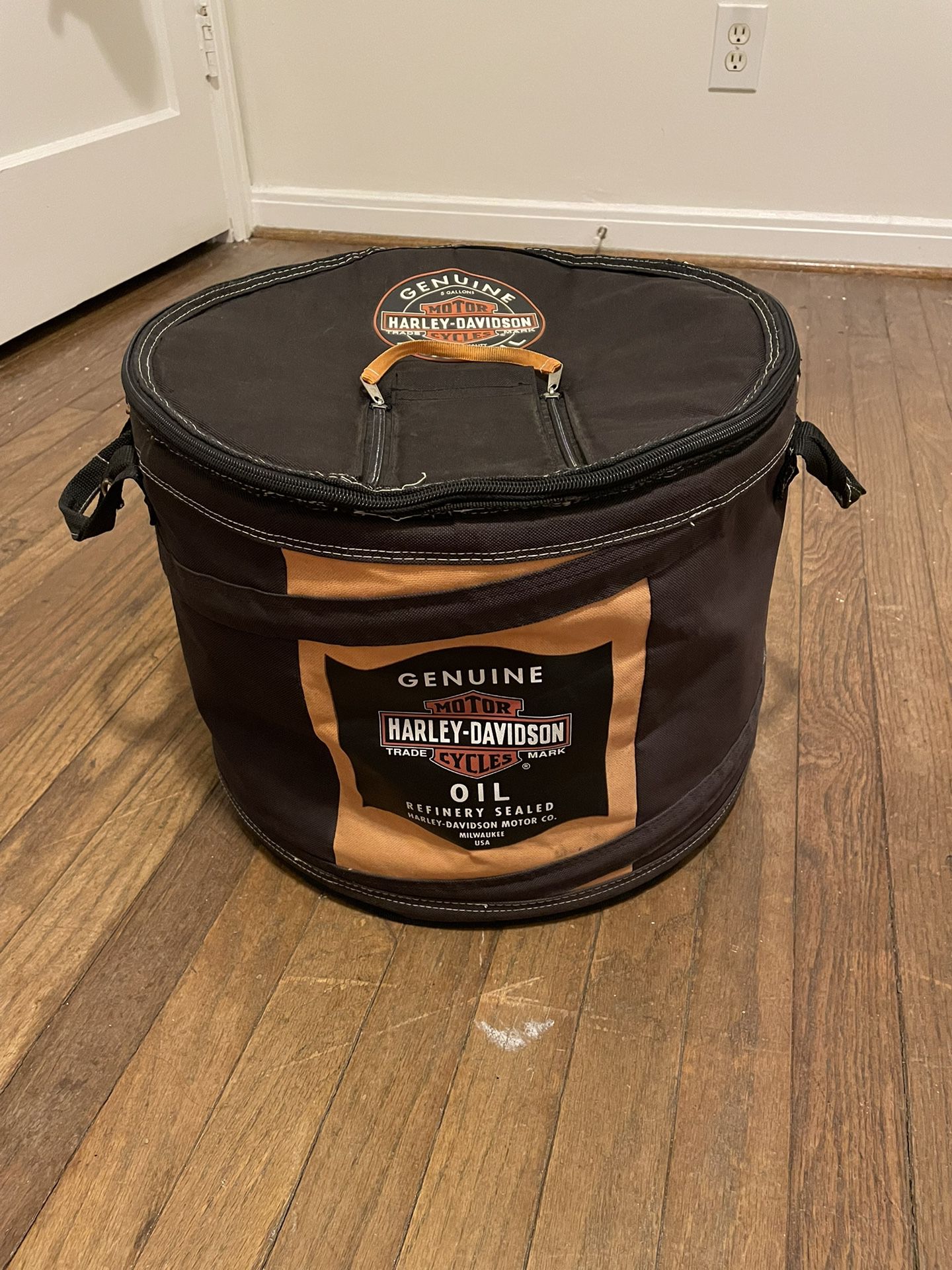 Harley Davidson Oil Can Inspired Collapsible Cooler