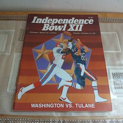 1987 Independence Bowl XII Game Program Washington Vs Tulane Vintage Football