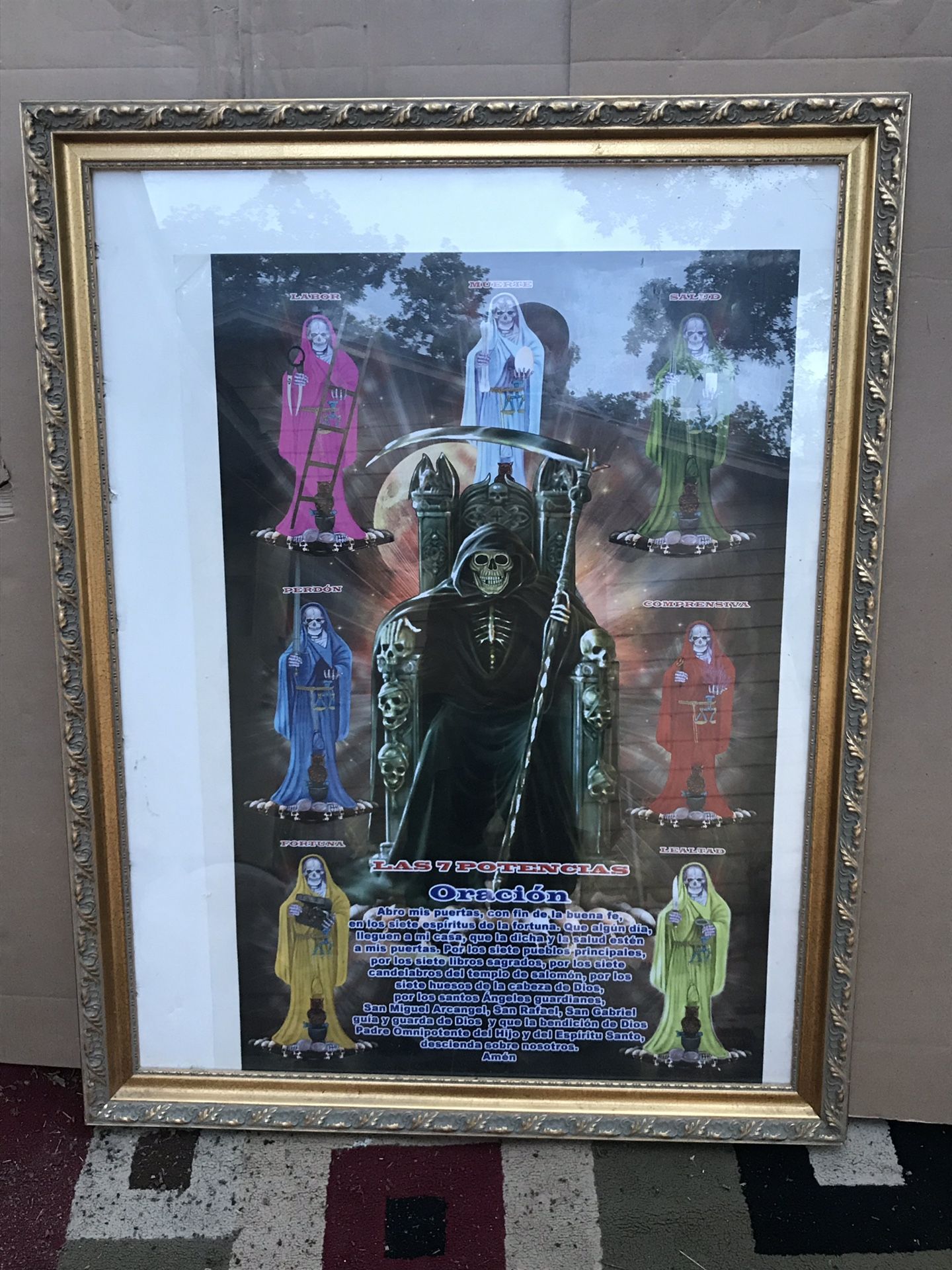 Cuadro grande de la santa muerte con oración las 7 potencias por $50 oh mejor oferta