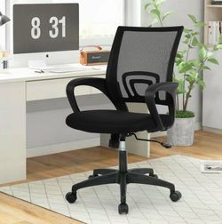 Ergonomic Office Desk Mesh Computer Chair, Mid Back W/Lumber Support & Rolling 360 Swivel Mode, Height Adjustable W/Fixed Armrest For Home, Computer, 
