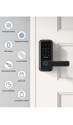 WiFi Smart Lock with Handle,Zomnua Fingerprint Lever Keyless Entry Door Lock with Keypad, Alexa Digital Electronic Smart Deadbolt for Front Door with 