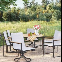 Brand New In Sealed Box - Threshold - (SET OF 2 )  Henning  Outdoor Dining Chair Arm Chairs Gray 