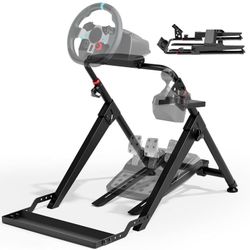 New-ARES WING Foldable Sim Racing Wheel Stand with Chair Fixing Slot, Racing Simulator Cockpit for Formula & GT, Compatible with Fanatec Thrustmaster 