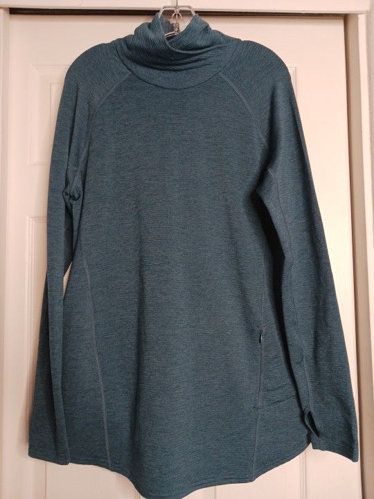 Duluth Trading Womens XXL Scenic View Lightweight Fleece Tunic Top Teal Pocket